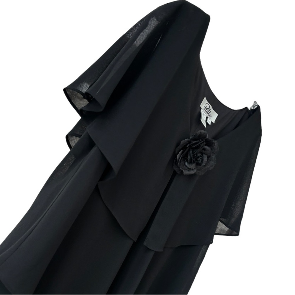 Little Black Cocktail Dress Layered Chiffon Elegant Romantic Flowy Patra Size 14 - Picture 10 of 16